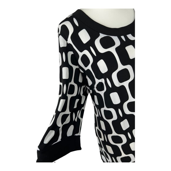 Tiana B Black and White Geometric Sheath Style Knee Length Shift Dress 2X - Picture 2 of 9